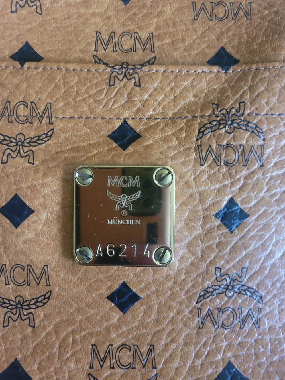 MCM Cognac Visetos Leather Laptop Document Briefcase Bag